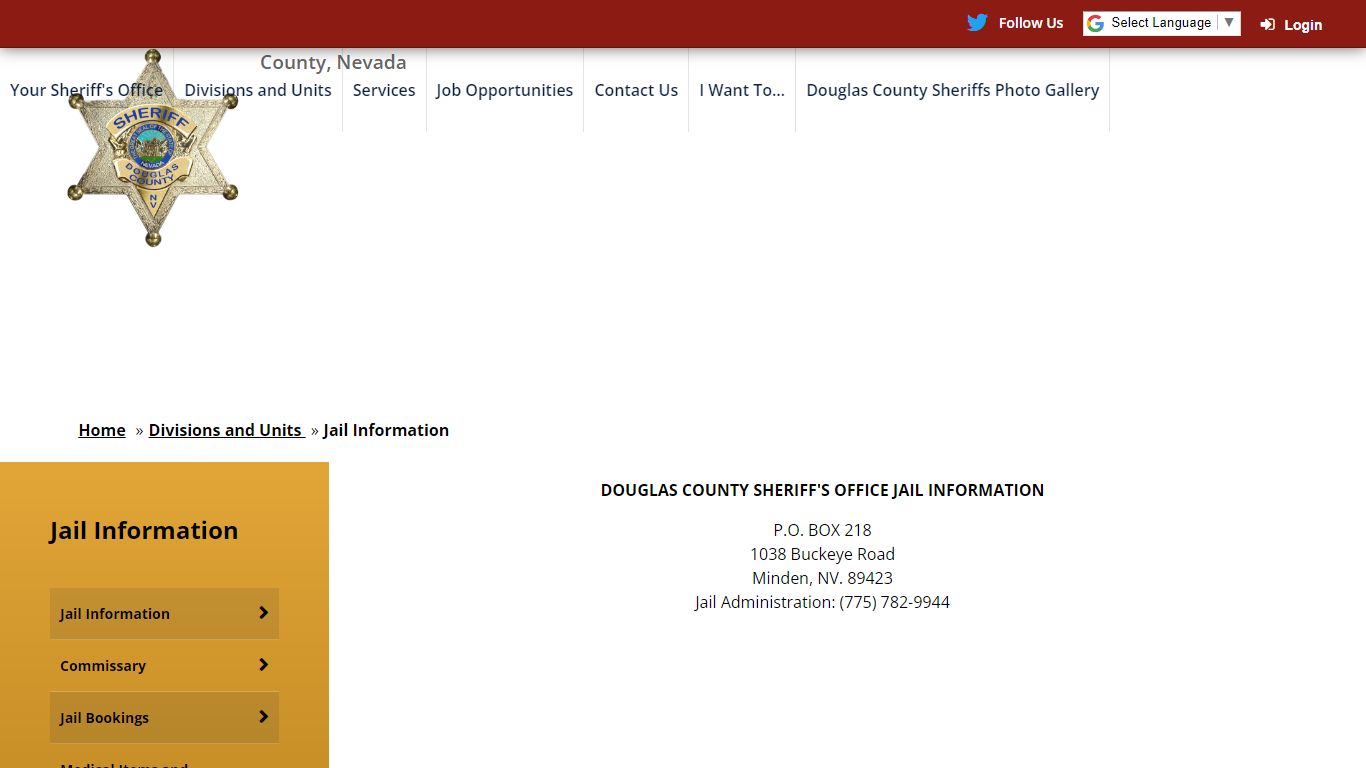 Jail Information - Douglas County, NV Sheriff