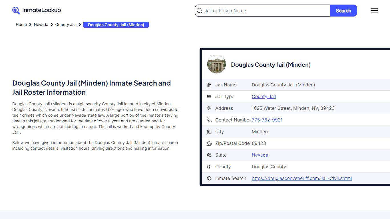Douglas County Jail (Minden) Inmate Search - Inmate Lookup