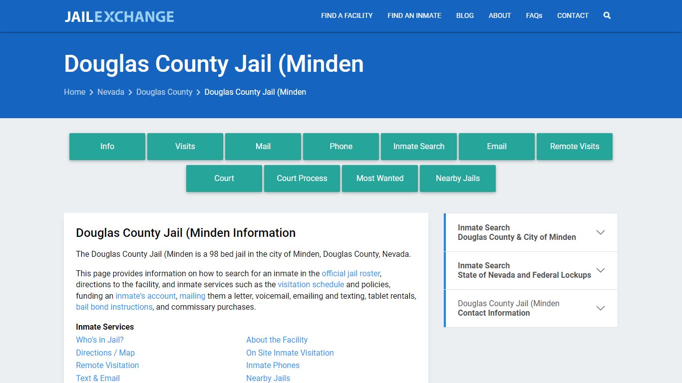 Douglas County Jail (Minden, NV Inmate Search, Information
